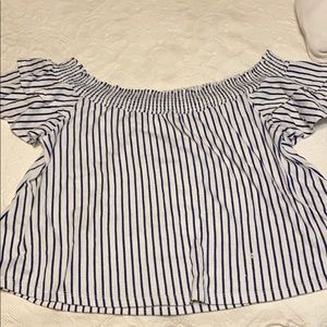 cropped off the shoulder striped top